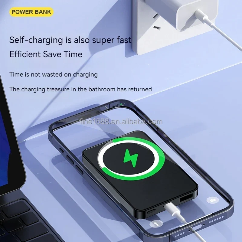 Custom logo PD 22.5w Power BankMini Fast Charging 5000mAh 10000mAh Wireless Charger Magnetic Wireless Charger