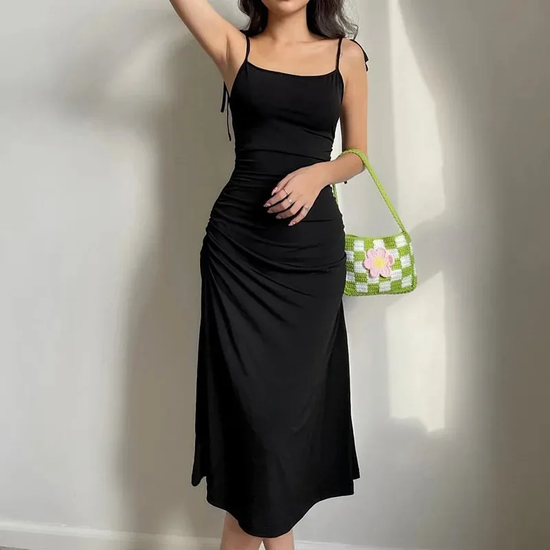2024 Summer Dresses For Women Sexy Bodycon Elegant Satin Slip Sleeveless Backless Outfits Ladies Birthday Party Club Sundress