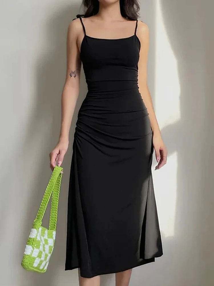 2024 Summer Dresses For Women Sexy Bodycon Elegant Satin Slip Sleeveless Backless Outfits Ladies Birthday Party Club Sundress