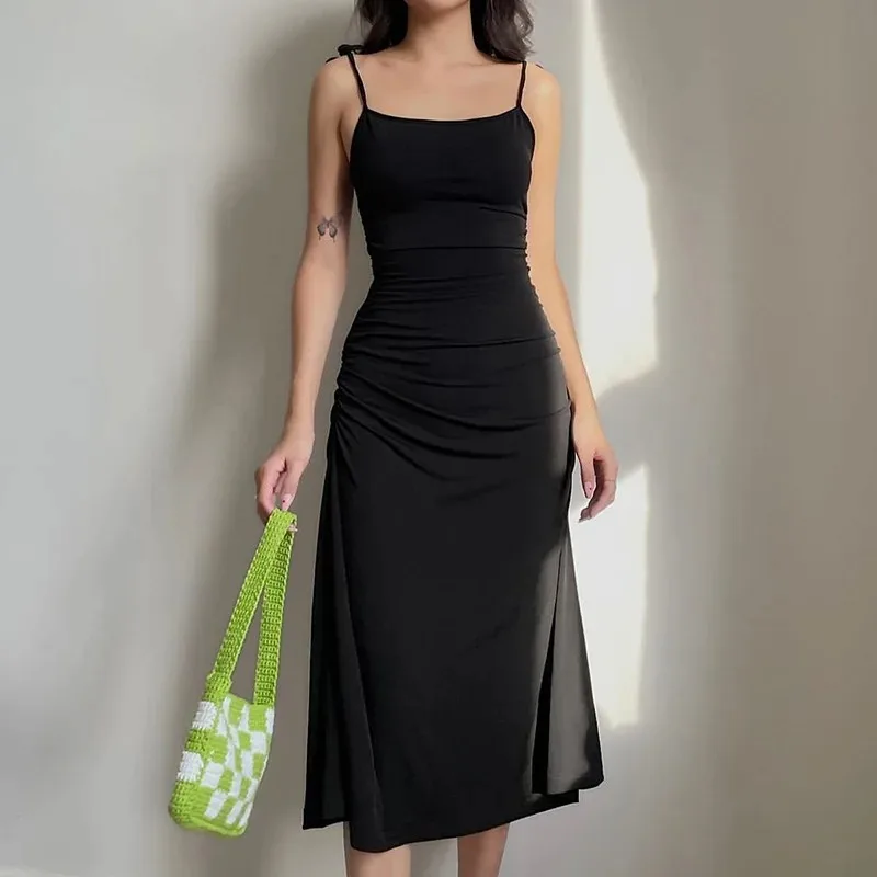 2024 Summer Dresses For Women Sexy Bodycon Elegant Satin Slip Sleeveless Backless Outfits Ladies Birthday Party Club Sundress