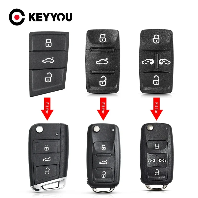 KEYYOU 1PCS Car Key Buttons Pad For VW Golf Mk7 Gol Key For Skoda Rapid superb yeti For Seat ibiza altea leon Car Accessories