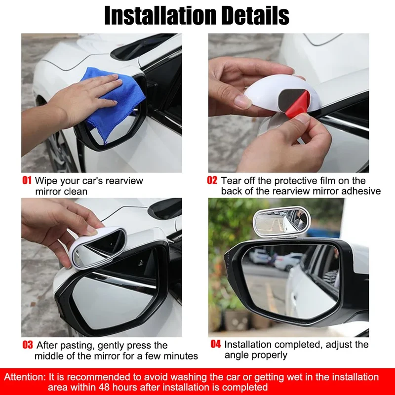 Universal Car Accessories Car Mirror Auxiliary Rear View Mirror Wide Angle Side Rear Mirrors Reverse Blind Spot 360° Adjustable