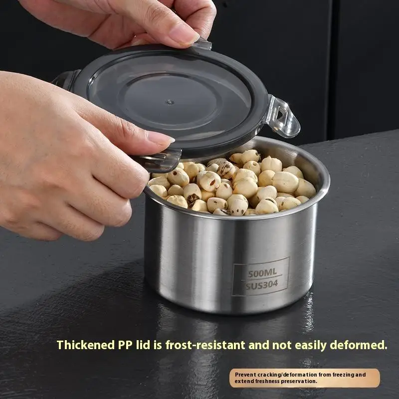 Stainless Steel Storage Jars Set 500/900/1400ml Sealed Containers Kitchen Organizer for Fresh Grain Vegetable Coffee
