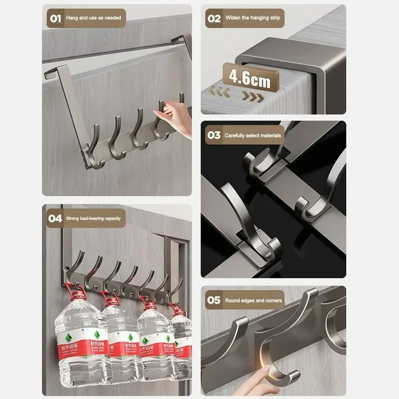 Door Behind Hook Storage Wall Hanging Clothes Hanger Coat Hook Punch-free Hanger Bedroom Kitchen Organizer Quick Installation
