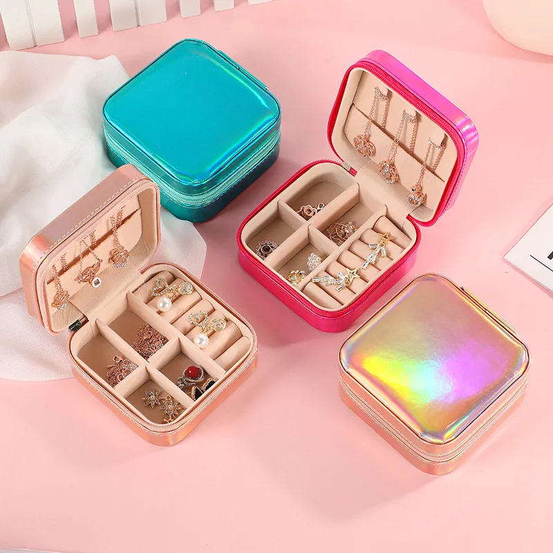 Jewelry Case Box Portable Small Travel Jewelry Organizer Necklace Earring Ring Storage Display Gift Box Travel Essentials