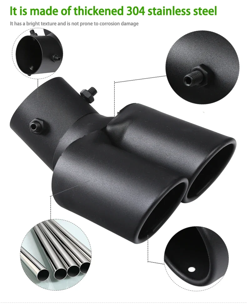 Universal Dual Exhaust Tip Stainless Steel Slant Cut Tip for Car Exhaust Pipe Extension Modification Decoration Muffler Tailpipe