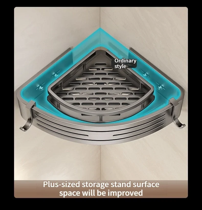 No Need To Drill Walls for Installation Aluminum Bathroom Shelf Shelves Shampoo Rack Storage Holder Kitchen Organizer Wall Rack