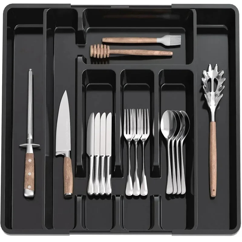Kitchen Organizer Tray Adjustable Pantry Organizer Utensil Cutlery Drawer for Silverware Tableware Expandable Kitchen Drawer
