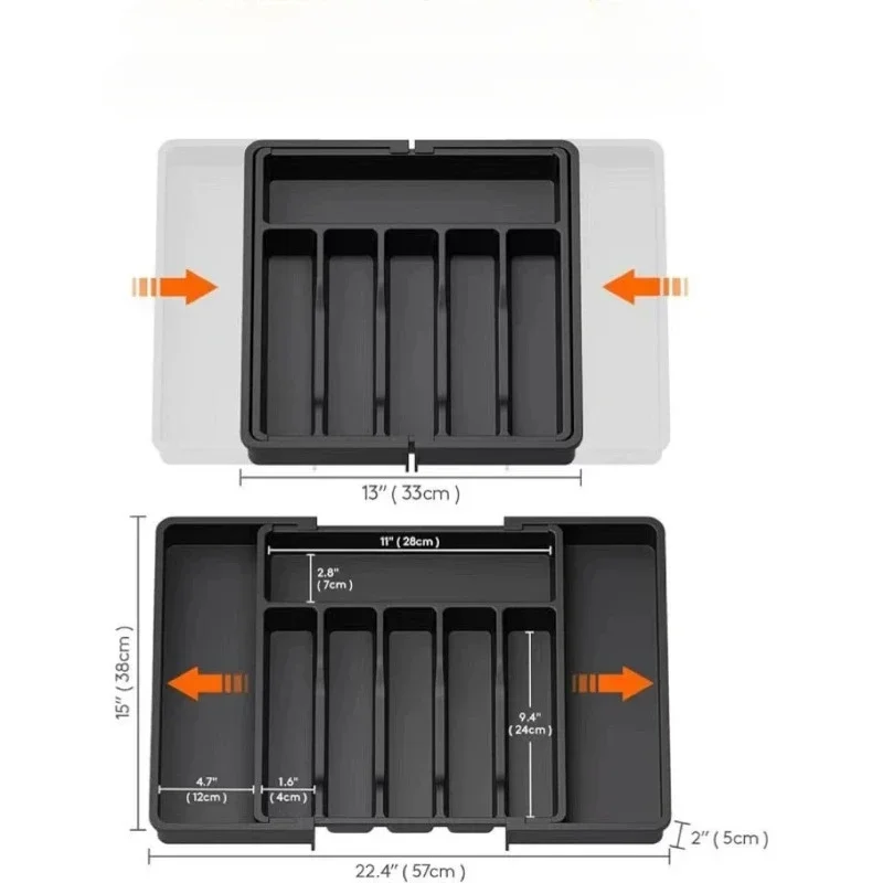 Kitchen Organizer Tray Adjustable Pantry Organizer Utensil Cutlery Drawer for Silverware Tableware Expandable Kitchen Drawer