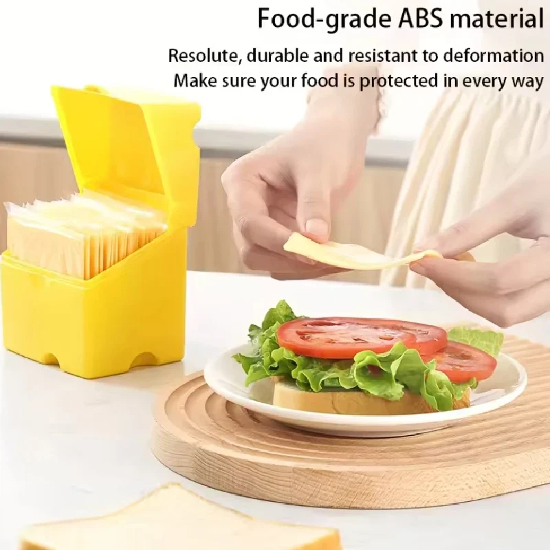 Plastic Sliced Cheese Storage Container with Lid And Holder Flip Top Butter Block Box Cheese Slice Saver Kitchen Organizer