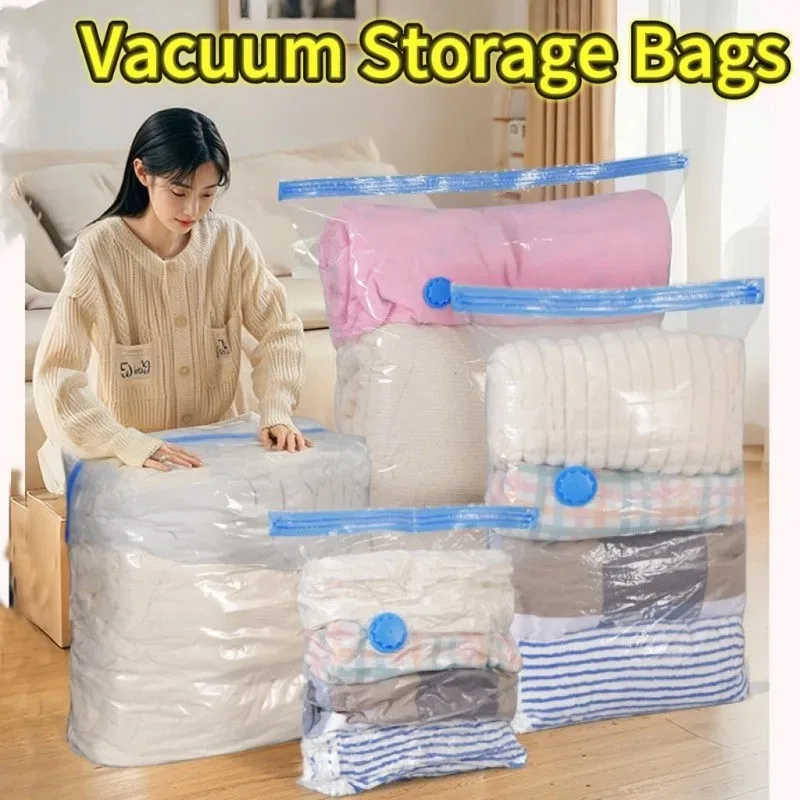 3/5pcs Travel Compression Bags, Travel Essentials Vacuum Storage Bags Space Saving Bags for Suitcases Organizer For Clothes