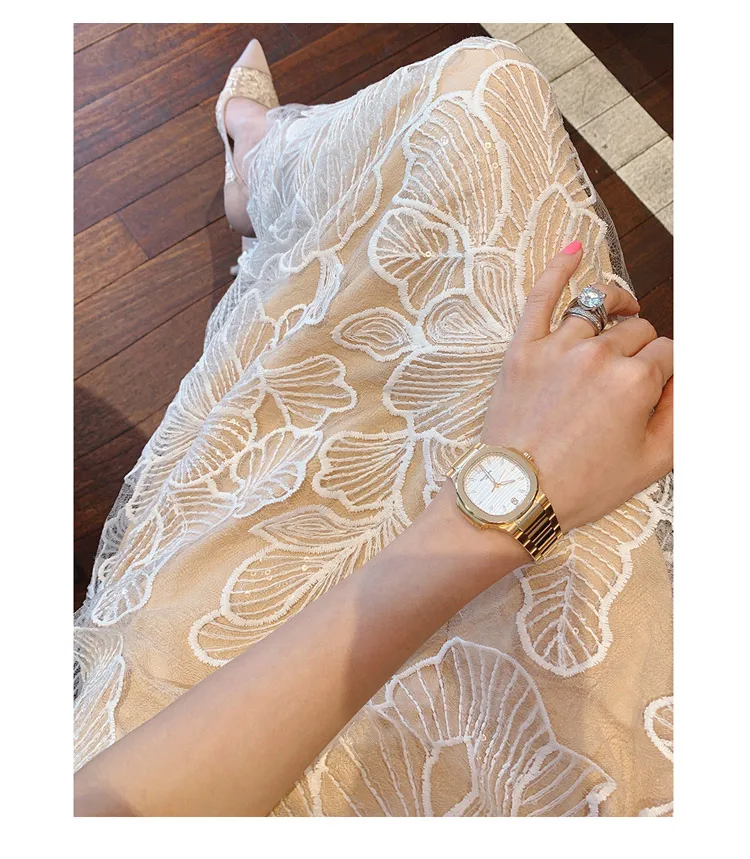 Fashion Slim O-Neck Long Party Casual Dress Hot Sale Summer Dresses Korean Retro Sleeveless Mesh Embroidery Vestidos