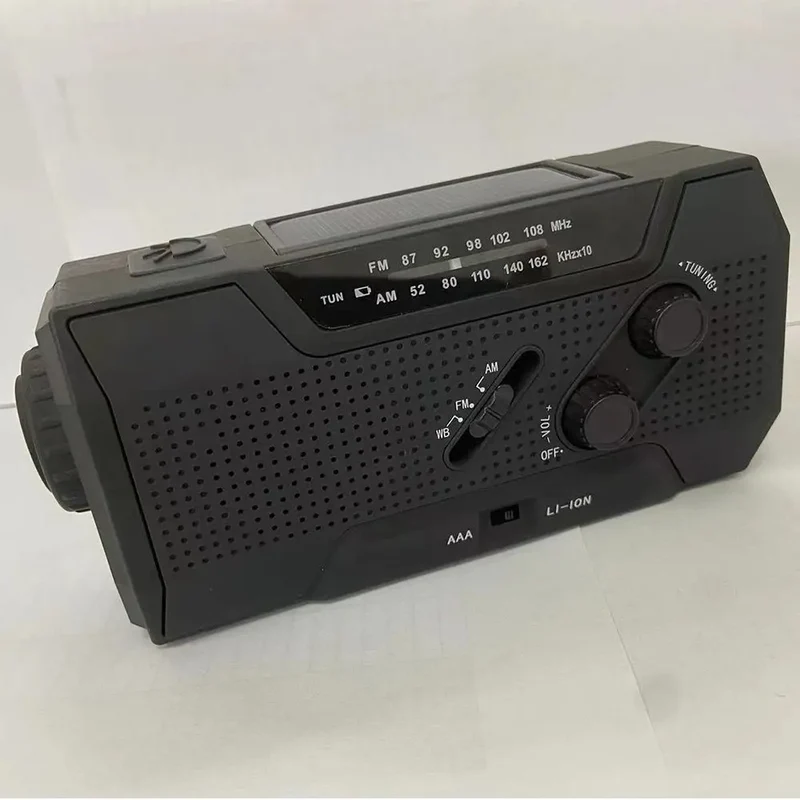 CE Certified 2000mAh Solar NOAA Radio LED Multi-Power Source for Wildfire Safety Flashlight Clock Internet Radio FM Radio