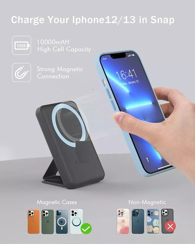 10000mAh Wireless Portable Charger LED Display Magnetic Battery Pack for iPhone 15/15 Plus/15 Pro Portable Power Banks Station