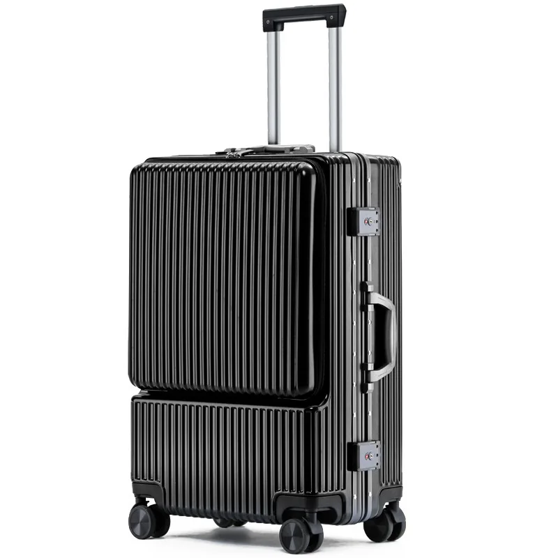 Carry on Luggage Wide Handle Luxury Design Rolling Travel Suitcase PC Hardside With Aluminum Frame Hollow Spinner Wheels