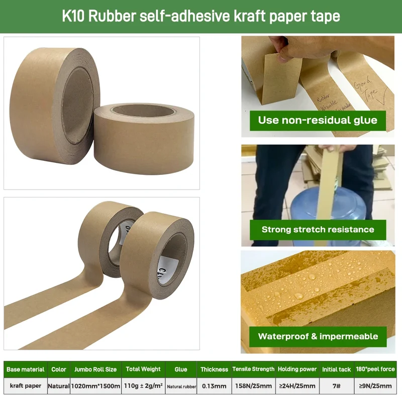 Customized Eco Friendly Degradable Self-adhesive Water Activated Kraft Packing Tape Manufacturer