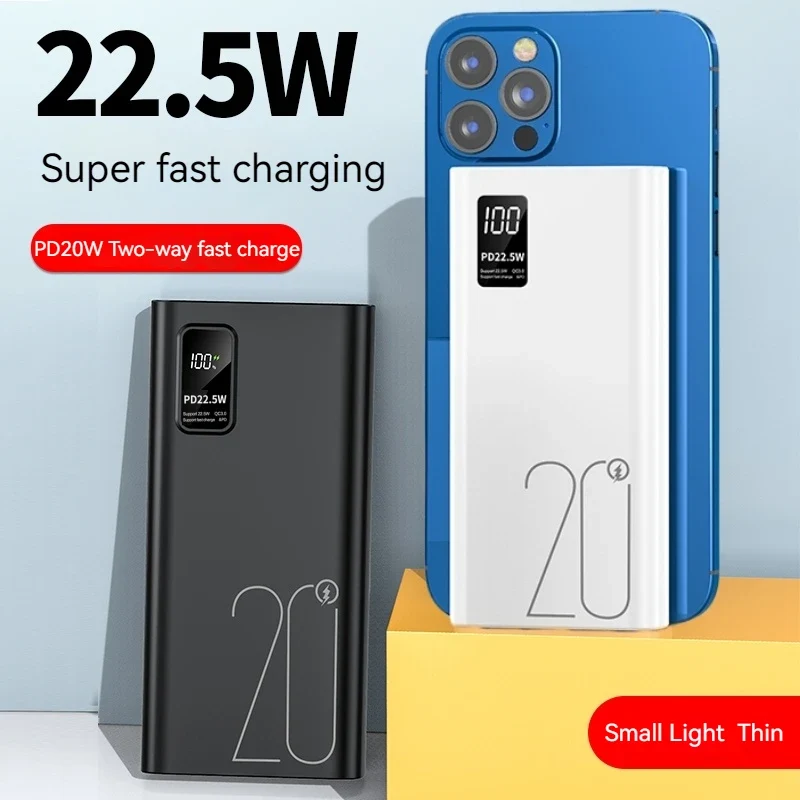 Latest Model 22.5W Type C Output Super Fast Charging Powerbank 20000mAh Digital Display Real Capacity PD20W 20000mAh Power Bank