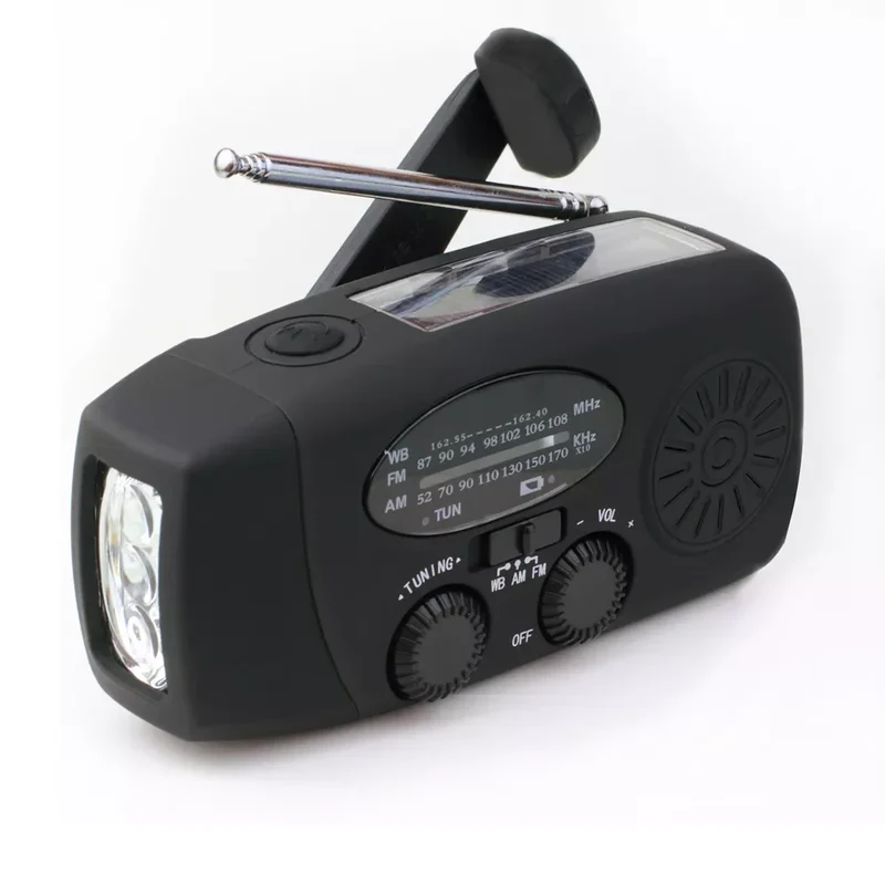 2000mAh / 5000mAh Portable Survival Crank Radio with 4 Modes Flashlight and Earphone Jack NOAA/FM/AM Solar Radios SOS Features