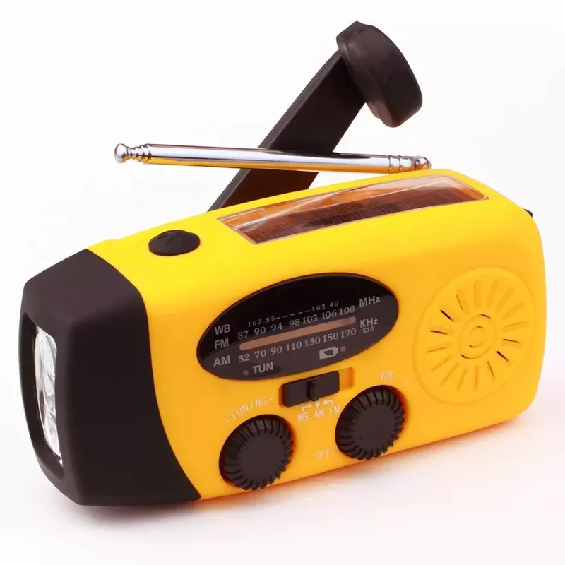 2000mAh / 5000mAh Portable Survival Crank Radio with 4 Modes Flashlight and Earphone Jack NOAA/FM/AM Solar Radios SOS Features