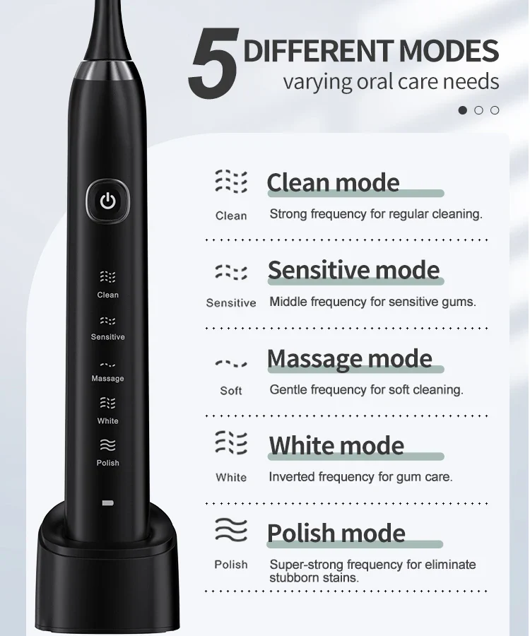 Deep Clean Rechargeable Sonic Electric Toothbrush with 8 Brush Heads Adult IPX7 Waterproof Medium Electric Tooth Cleaner