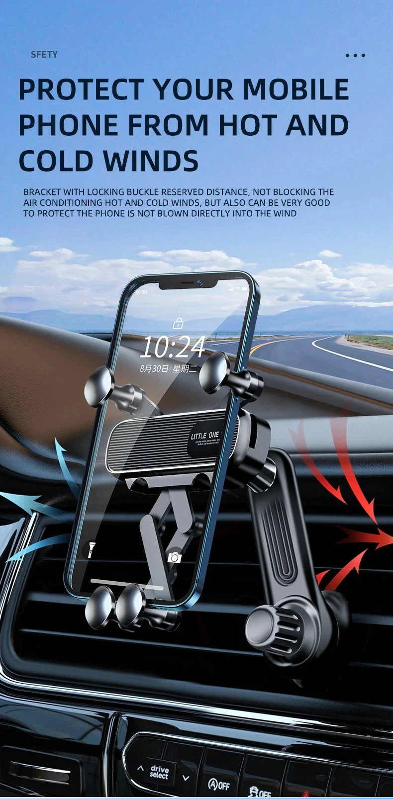 Gravity Car Phone Holder Car Air Vent Phone Mount Universal Shockproof Holder Mount Clip