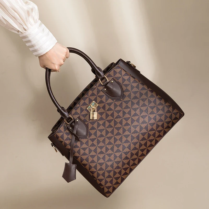 Women's Handbag Fashion Bag Leather Tote Bag 2022 New Women's Zippered One-shoulder Large Work Bag