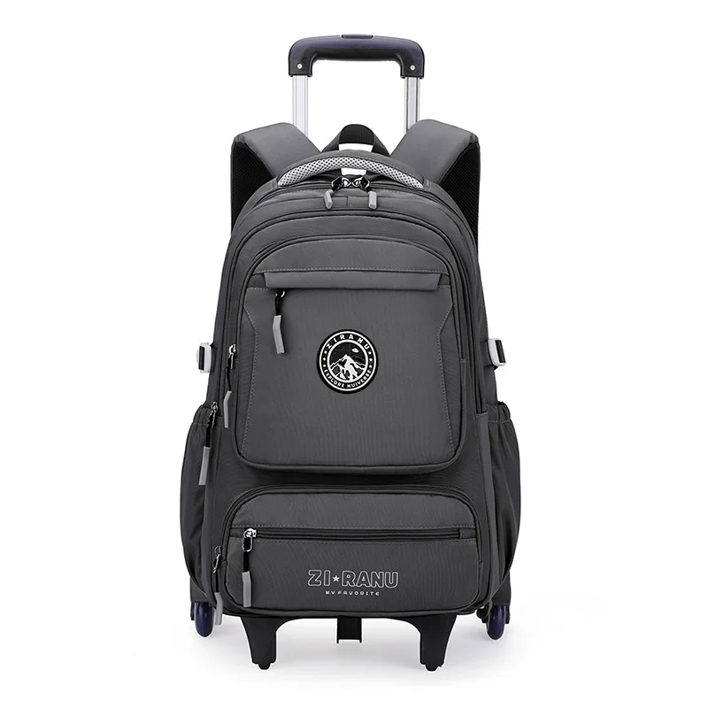Wholesale Custom Unisex Children's Trolley Backpack Wheeled School Bag Fashionable Waterproof Characters Pattern Zipper Closure