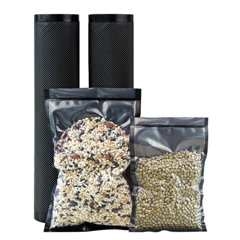 clear Smooth and Black Embossed Food Saver Vacuum Seal Roll Bag