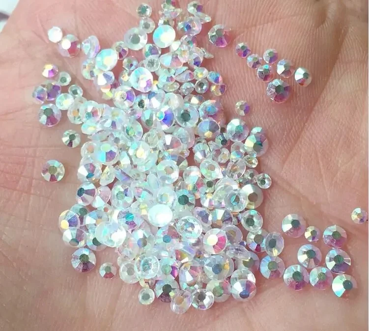 AB Flatback Nail Art Transparent AB K9 Unfoiled Back Glass Diamond Crystal Rhinestone Trade Assurance Chinese Grade 5A K9 1 Bag