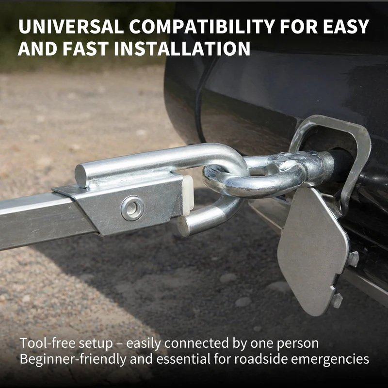 3-Piece Tow Bar 2m Steel Tow Bars for Cars up to 200kg with Bag Essential for Roadside Emergencies Easily Connected