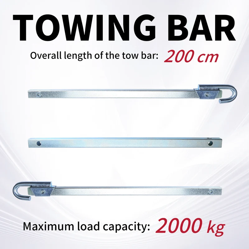 3-Piece Tow Bar 2m Steel Tow Bars for Cars up to 200kg with Bag Essential for Roadside Emergencies Easily Connected