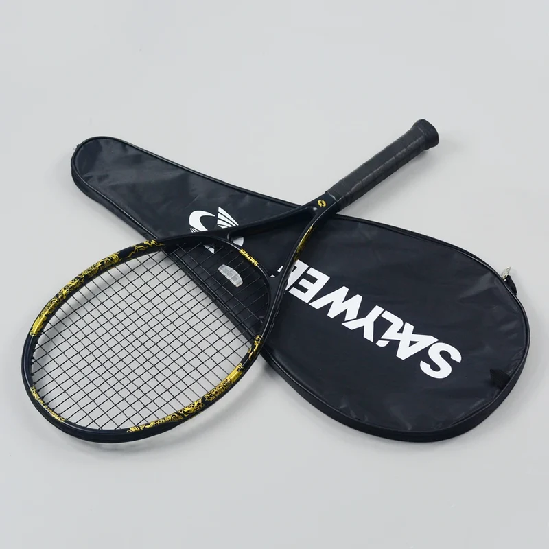 New Arrive Golden Dragon Tennis Racket with Free Bag Carbon Fiber White&Black 50-55lbs Tennis Racquets for Players