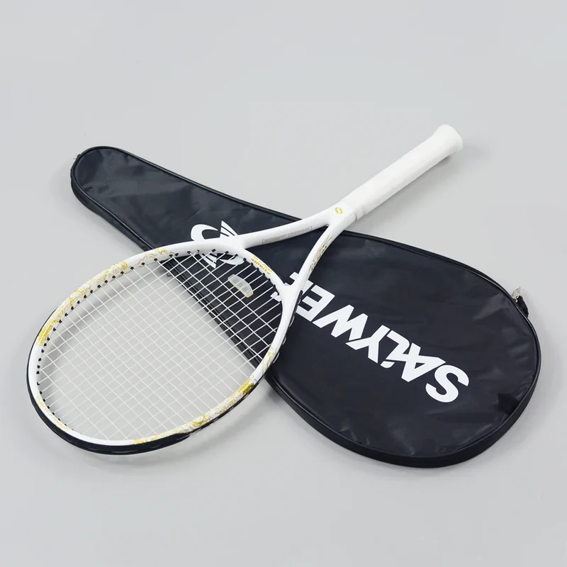 New Arrive Golden Dragon Tennis Racket with Free Bag Carbon Fiber White&Black 50-55lbs Tennis Racquets for Players