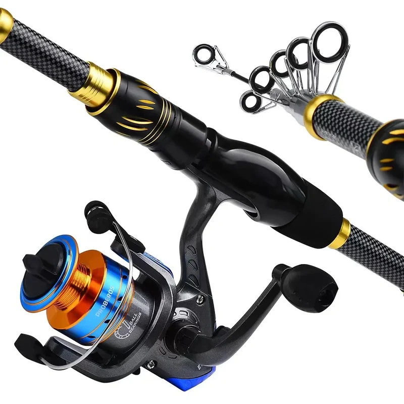 Long Throw Casting Fishing Reel Fishing Rod Bag Combination Sea Rod Set Carbon Fiber Sea Fishing Rod Novice Set in Stock
