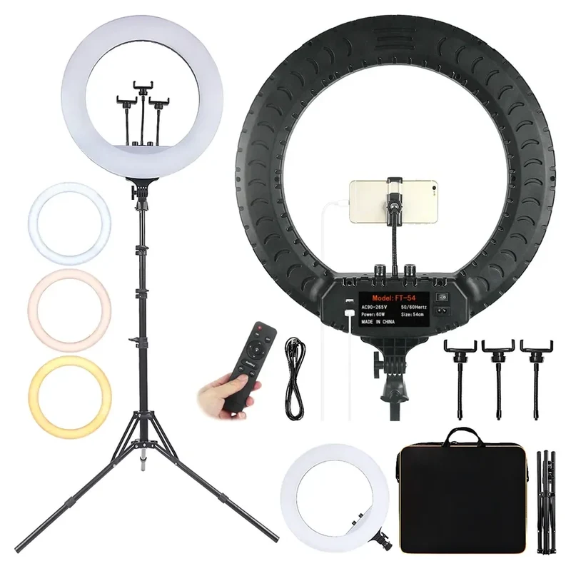 High Quality Professional Photography Ring Light 18 Inch LED Ring Lights 50W Dimmable With Tripod Stand Storage Bag Right Light
