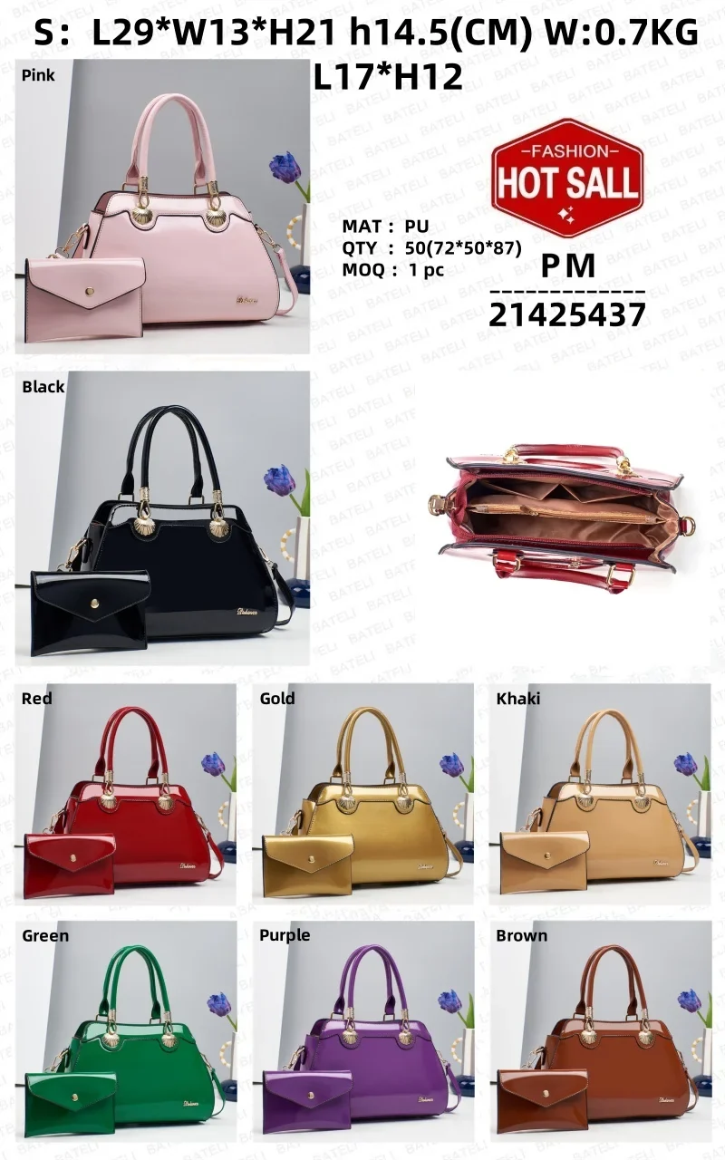New Arrival Large Capacity Women's PU Casual Tote Bag Cross Body Style with Zipper Closure Lady's Handbag