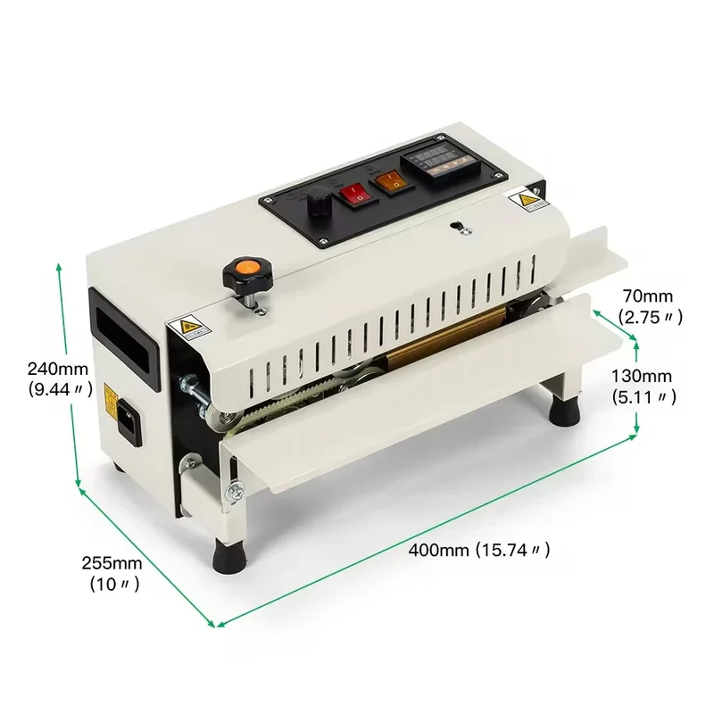 FR400 Food Packaging Bag Band Sealer Commercial Horizontal Continuous Plastic Film Sealing Machine