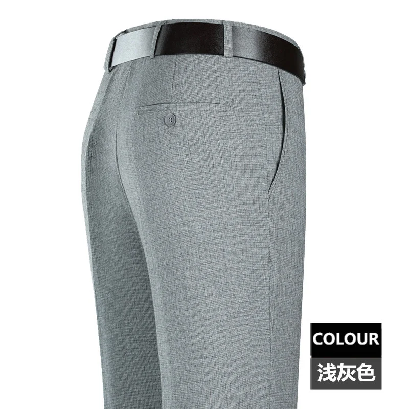2025 New Summer Thin Mulberry Silk Middle-Aged Business Casual Straight Loose Wrinkle-Free Men's Pants