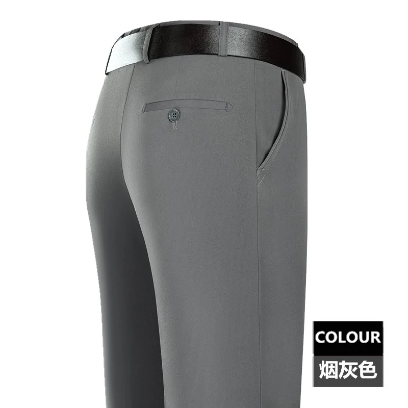 2025 New Summer Thin Mulberry Silk Middle-Aged Business Casual Straight Loose Wrinkle-Free Men's Pants