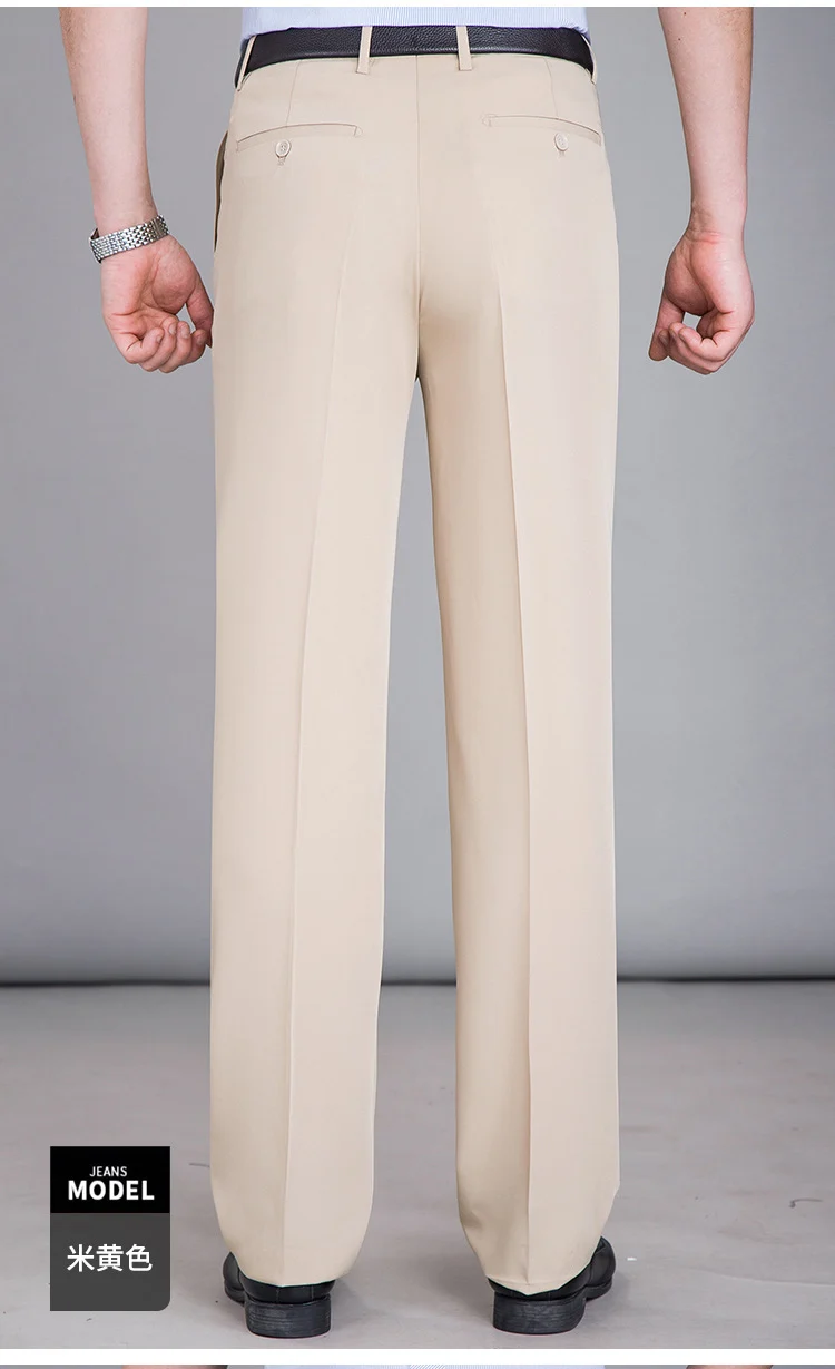 2025 New Summer Thin Mulberry Silk Middle-Aged Business Casual Straight Loose Wrinkle-Free Men's Pants
