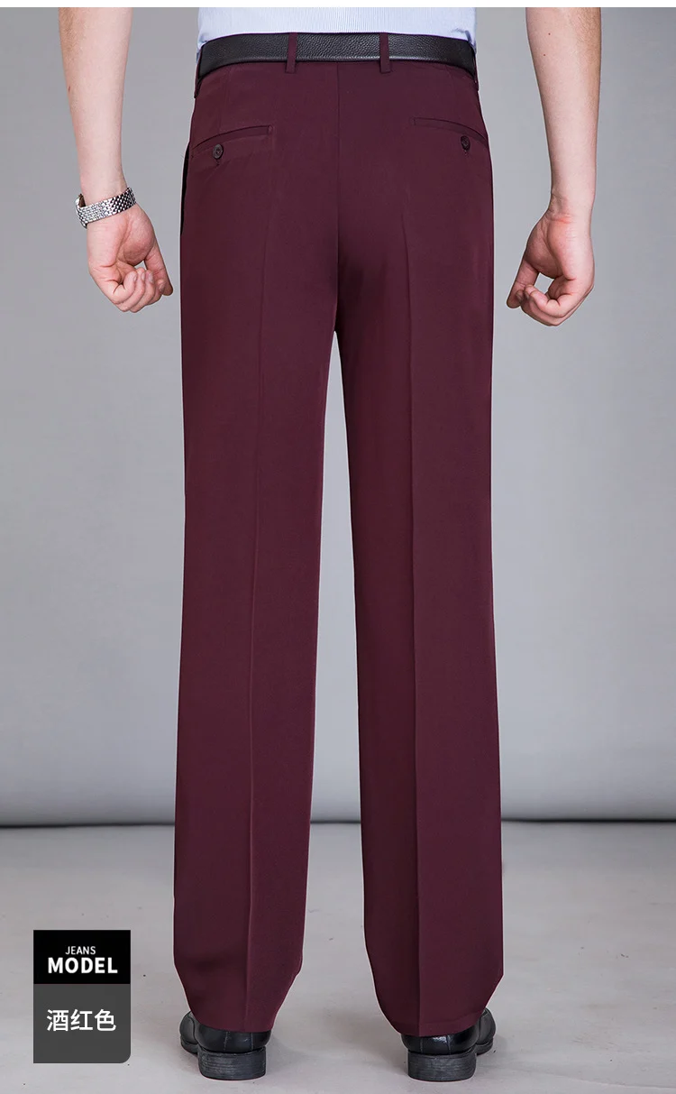 2025 New Summer Thin Mulberry Silk Middle-Aged Business Casual Straight Loose Wrinkle-Free Men's Pants