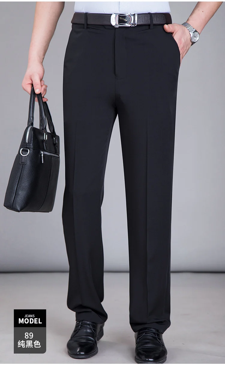 2025 New Summer Thin Mulberry Silk Middle-Aged Business Casual Straight Loose Wrinkle-Free Men's Pants