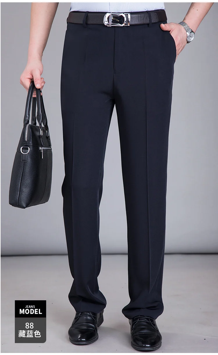 2025 New Summer Thin Mulberry Silk Middle-Aged Business Casual Straight Loose Wrinkle-Free Men's Pants