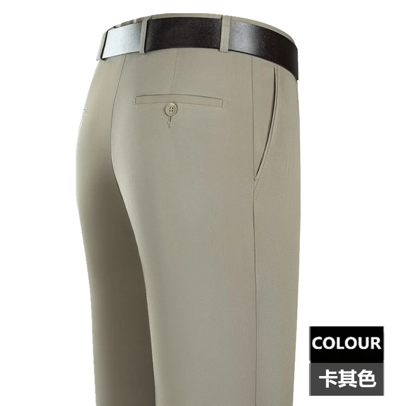2025 New Summer Thin Mulberry Silk Middle-Aged Business Casual Straight Loose Wrinkle-Free Men's Pants