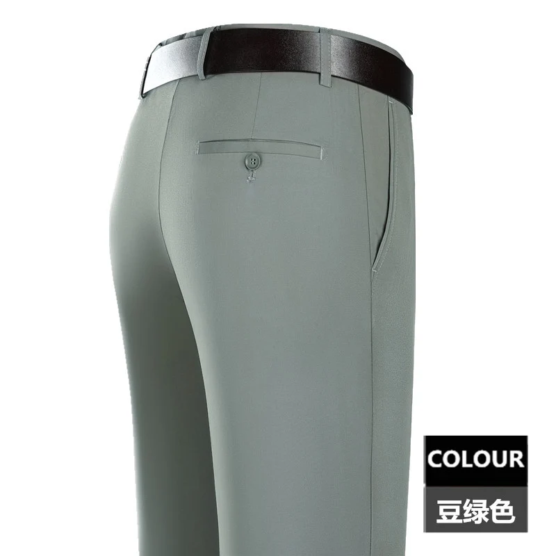 2025 New Summer Thin Mulberry Silk Middle-Aged Business Casual Straight Loose Wrinkle-Free Men's Pants