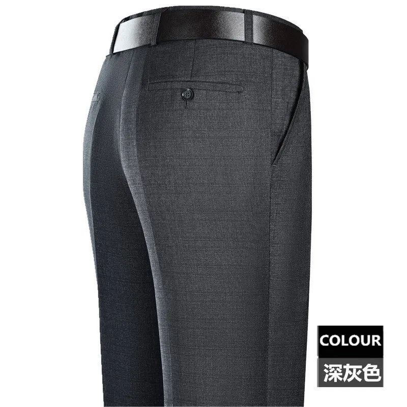 2025 New Summer Thin Mulberry Silk Middle-Aged Business Casual Straight Loose Wrinkle-Free Men's Pants