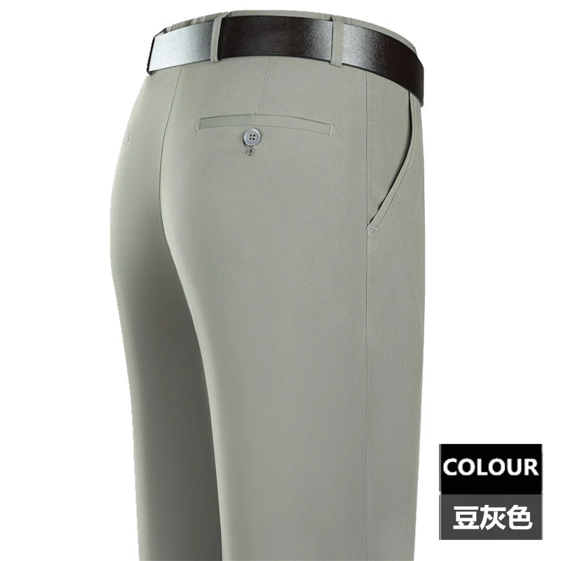 2025 New Summer Thin Mulberry Silk Middle-Aged Business Casual Straight Loose Wrinkle-Free Men's Pants