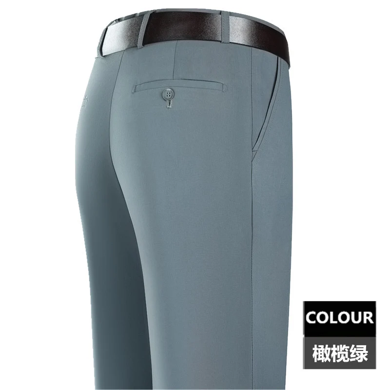 2025 New Summer Thin Mulberry Silk Middle-Aged Business Casual Straight Loose Wrinkle-Free Men's Pants