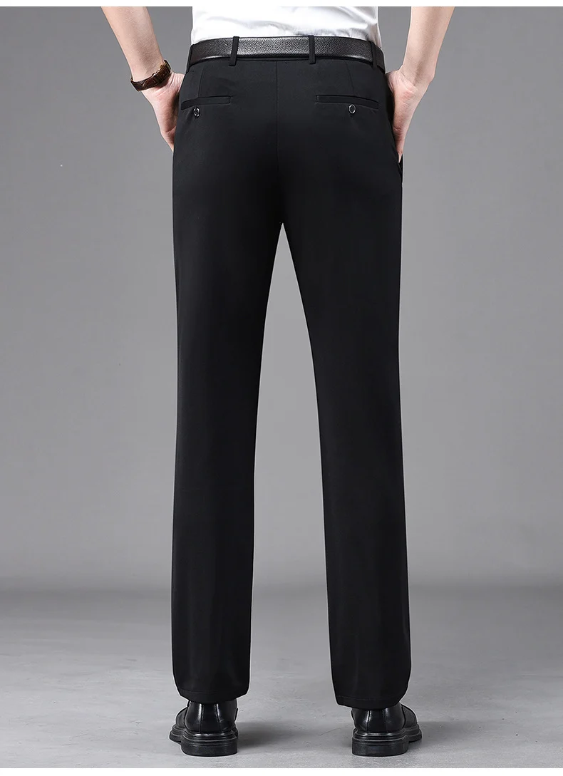 Business Casual Pants Men's Vertical Straight Dress Men's Spring and Summer Loose plus size Non-ironing Long Pants Stretch Pants