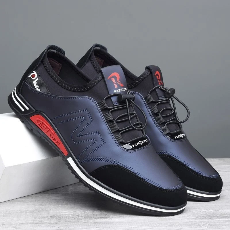 Cowhide New Men's Sports and Casual Shoes with Increased Height, Versatile Youth Trendy Shoes, Soft Leather, Soft Sole, Breathable Leather Shoes for Men